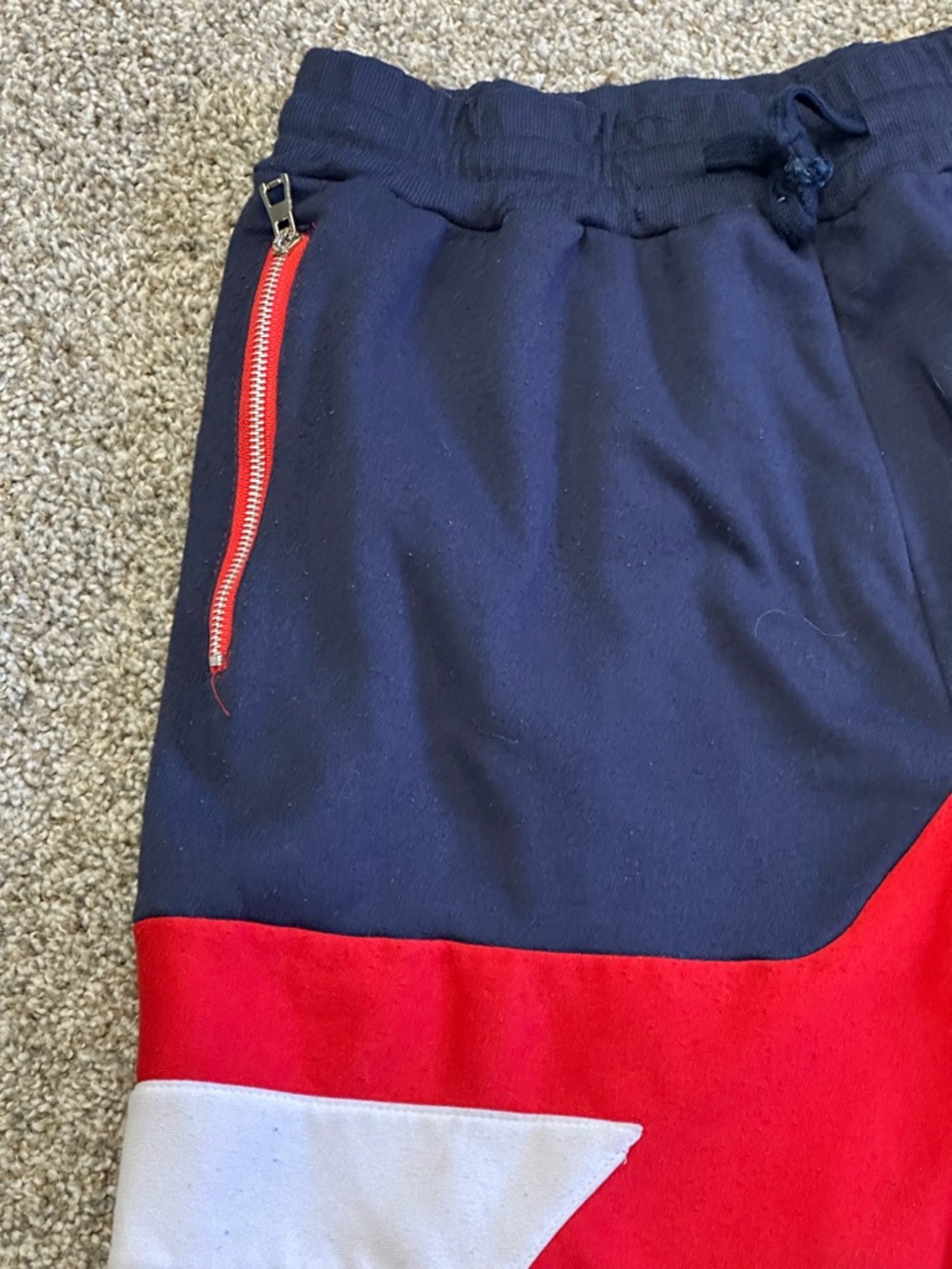 Men's Colorblock Athletic Shorts - Red & Navy - Picture 7 of 9